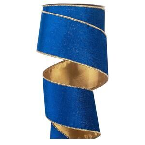 Blue Wired Velvet Ribbon for Christmas Tree, Christmas 2.5 inch Wide, 10 Yards